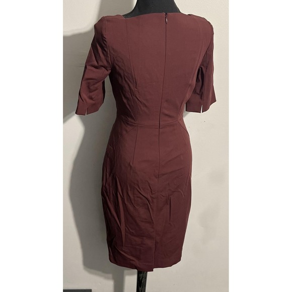 Brooks Brothers Dress Womens 2 Burgundy Wool‎ Blend Sheath Square Neck Office - Picture 6 of 16